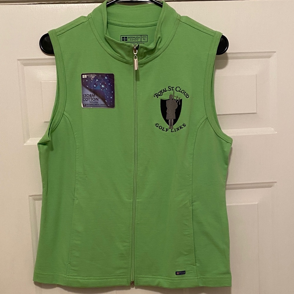Bermuda Sands, light weight, full zip vest, lime green. NWT.